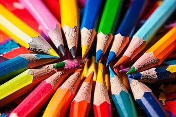 Naklejka premium A row of pencils with different colors and one of them is blue