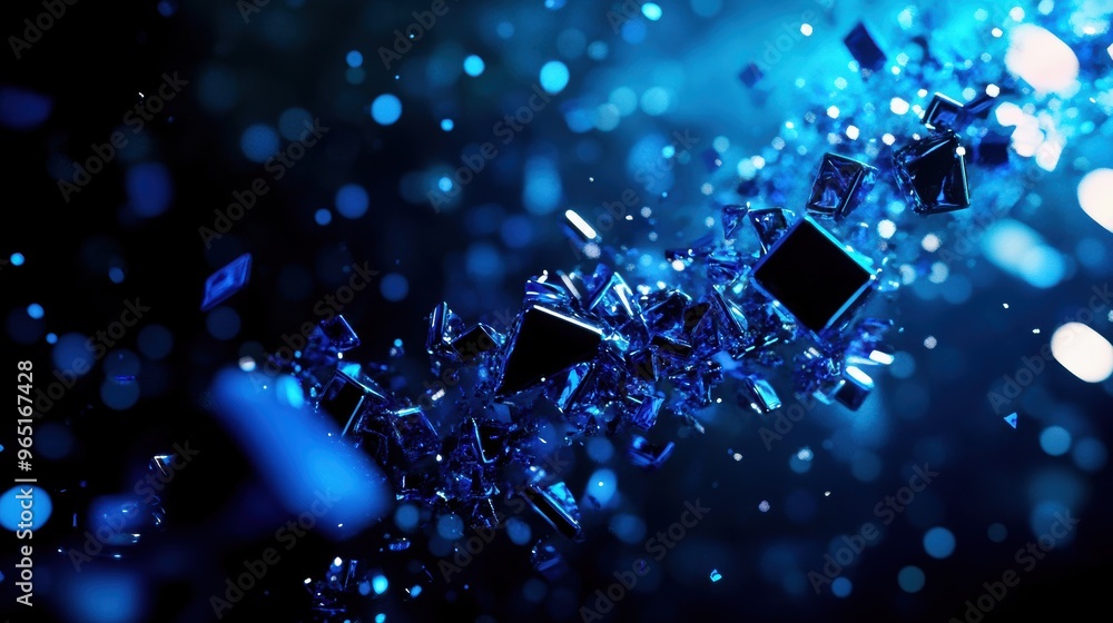 Poster dynamic blue abstract shapes create a mesmerizing visual effect, perfect for backgrounds, designs, o