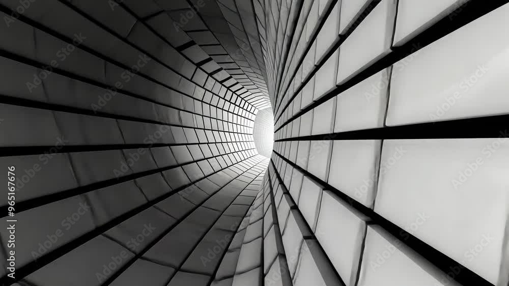Poster abstract perspective of a spiraling tunnel with geometric patterns