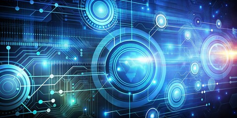 Obraz premium Abstract Futuristic Circuitry, Digital Network, Cyber Security, Technology, Network, Security, Data