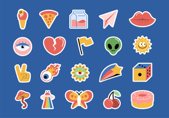 Retro 70s Groovy Sticker Element Set