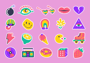 Retro 90s Stickers Element Set