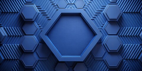 Abstract Hexagon Pattern in Deep Blue, 3D Rendering, Geometric Shapes, Background, Design , Abstract, Pattern