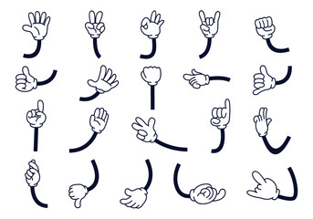 Retro Comic Hands Gesture Element Set