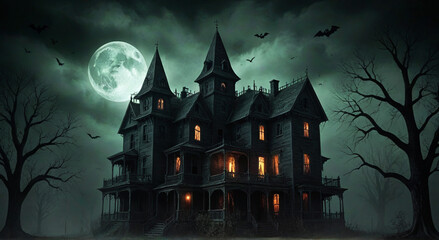 halloween background with house