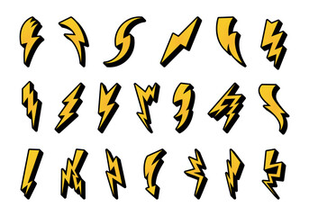 Retro Sticker Thunder Halftone Illustration Element