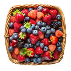 Fototapeta premium top view berry basket isolated on transparent background