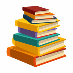 Pile of books with vector illustration