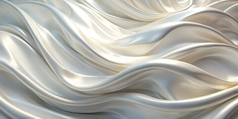 Fototapeta premium Abstract White Fabric Waves, 3D rendering, silk, flow , abstract art