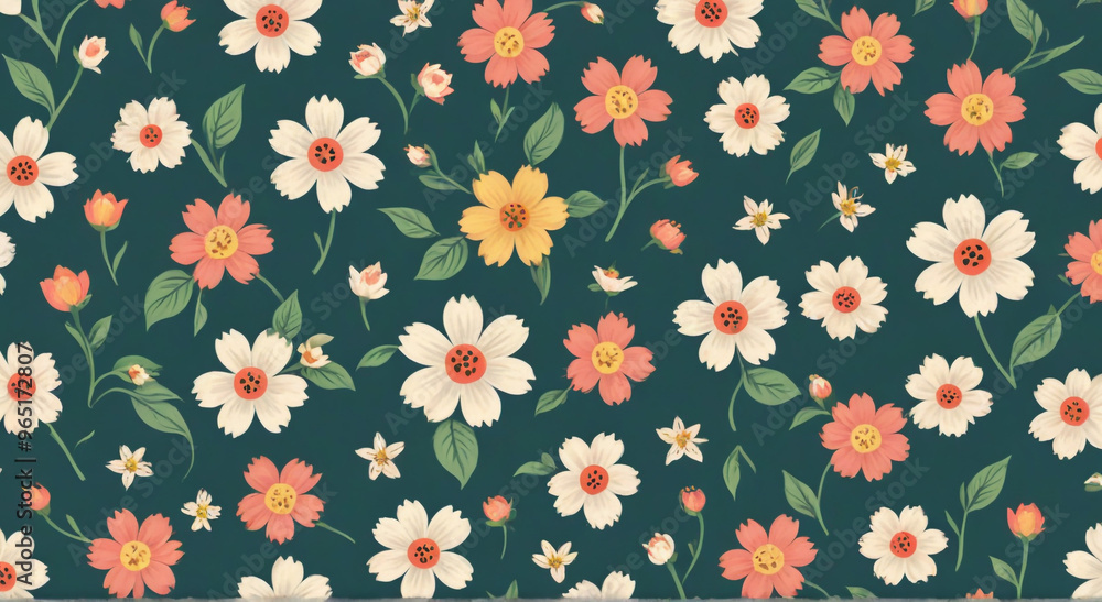 Sticker seamless floral pattern