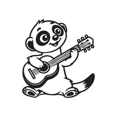 Obraz premium Funny Meerkat Outline Design - Meerkat Vector Illustration in black and white