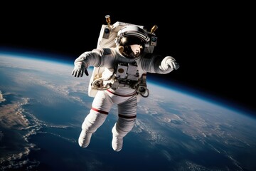 Fototapeta premium Astronaut space exploration parachuting.