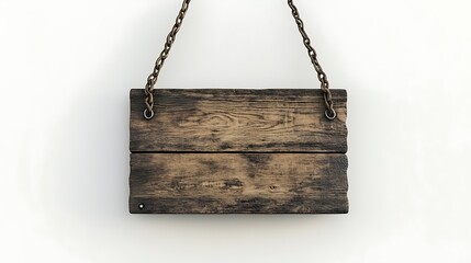 Empty Wooden Sign Hanging on Chains