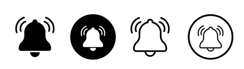 Bell icon. Notification bell icon set. Social media element. Alarm symbol. Vector illustration