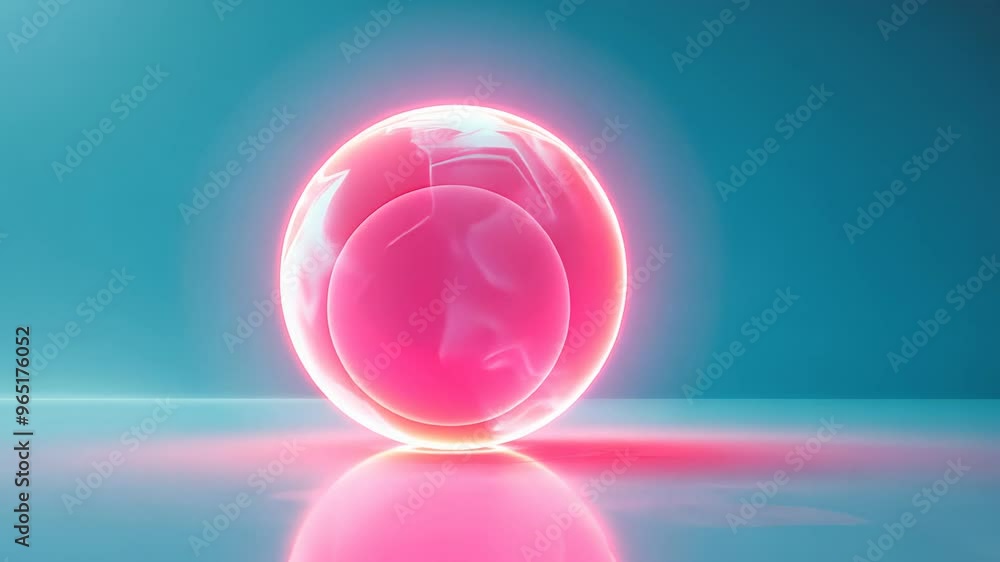 Poster a glowing spherical object with vibrant colors, floating in a serene environment