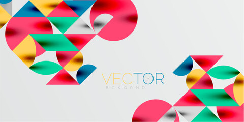 Triangles, round triangles and circles techno art. Vector Illustration For Wallpaper, Banner, Background, Card, Book Illustration, landing page