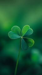 Close-up of a four-leaf clover on a blurred green background