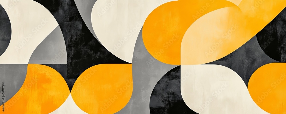 Aufkleber Abstract geometric pattern with yellow and gray shapes