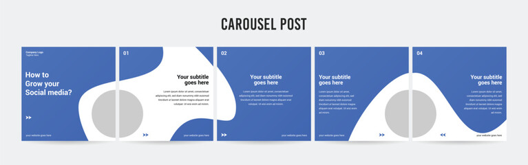 Set of minimalist business carousel post, Customize social media template design, Instagram and LinkedIn carousel post, template eps 10.	