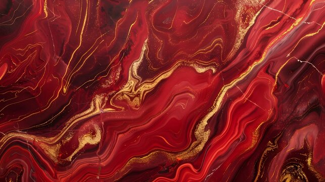 Abstract red and gold marble texture background.