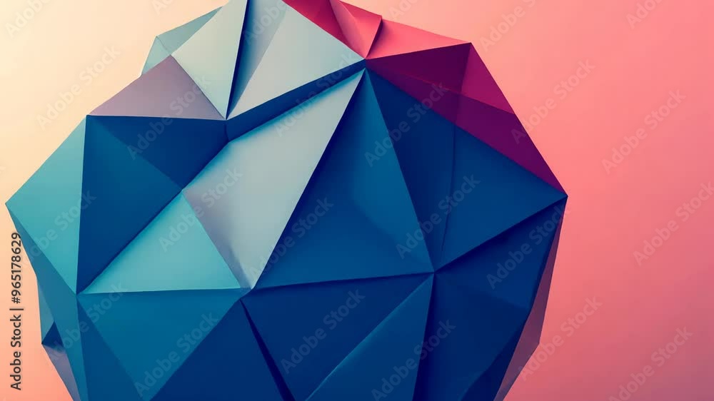Poster abstract geometric design featuring a colorful pyramid shape against a soft gradient background.