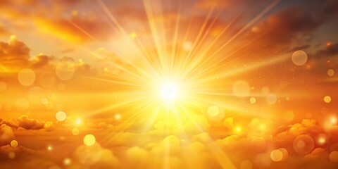 Golden Sunset with Sun Rays and Bokeh, sunset, sky, nature