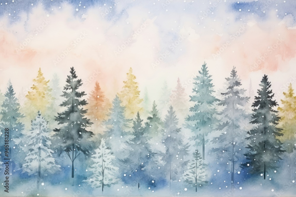 Sticker Winter forest backgrounds outdoors painting.