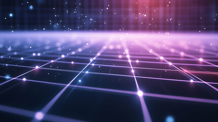 Obraz premium Abstract grid background with glowing lights.