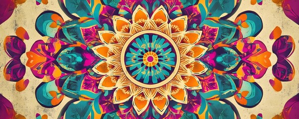 Fototapeta premium Colorful Abstract Mandala with Floral Motifs