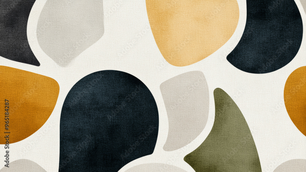Aufkleber organic shapes in muted paper textures with asymmetric lines on a soft grey background