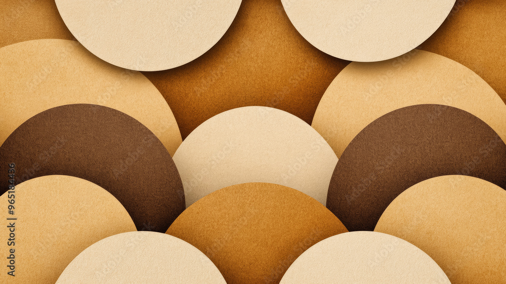 Aufkleber overlapping paper textures in warm earth tones with simple geometric shapes and delicate line work