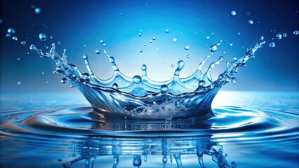 Clear blue water with water splashes, render , , clear, blue, water, scattered, splashes,fluid, aquatic, fresh, liquid, refreshing