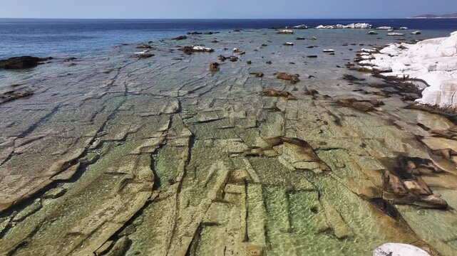 Aerial view of Alyki Ancient Marble Quarry, Thassos, Greek Islands, Greece, Europe 