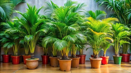 Obraz premium Potted palm trees bring a burst of tropical flair to any setting, whether indoors or out, with their