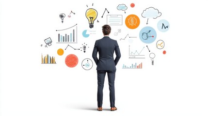 Professional Consultant Strategizing with Concise Infographics in Modern Office Setting