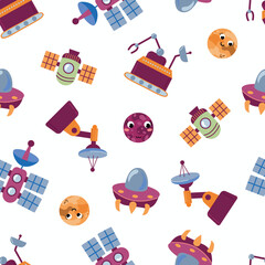 Space Seamless Pattern. Infinite textures for your design	