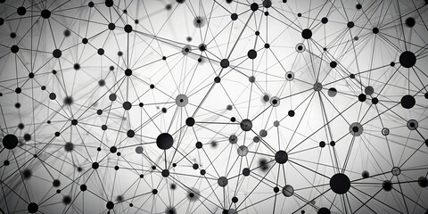 Abstract Interconnected Network, Black and White, Lines, Circles, Web, Network, Connection