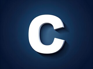 Modern sans-serif letter C in bold white font stands out against a dark blue background, symbolizing clarity and professionalism in digital design elements.