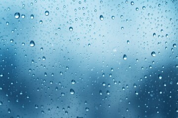 Fototapeta premium Blue rain drop on the window texture outdoors droplet.