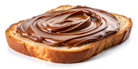 Chocolate cream spread on a slice of bread with a knife , chocolate, cream, spread, bread, knife, snack, dessert