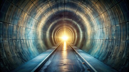 A long, narrow tunnel with a bright light at the end , tunnel, light, abstract, concept, inevitable, journey