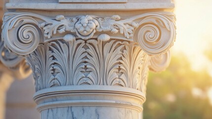 Naklejka premium A close up of a pillar with decorative carvings on it, AI
