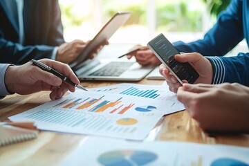 A dynamic assembly of professionals engages in collaborative discussions, utilizing digital tools and visual data to drive innovation.