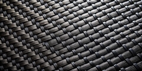 Fototapeta premium Black Woven Texture, Close-up, Macro, Weave, Black, Texture, Pattern