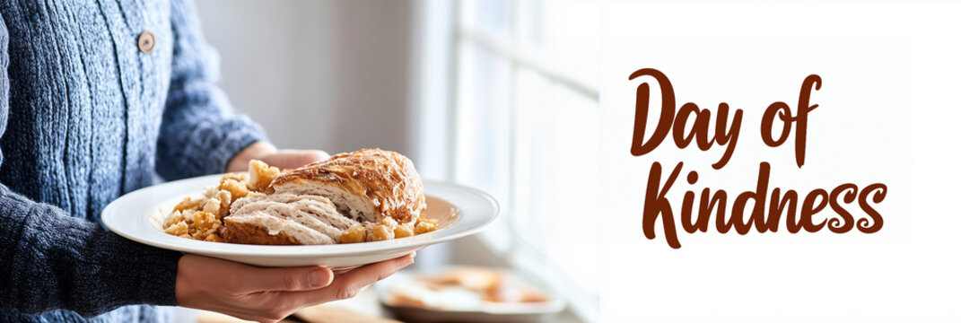 A banner for the Day of Kindness, depicting people performing acts of kindness, with space for text, ideal for promoting kindness and charitable events