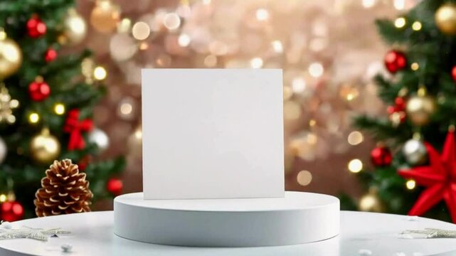 Christmas Card Mockup - Festive Greeting Card Design Template with Snowflakes and Ornaments, holiday-themed greeting card designs
