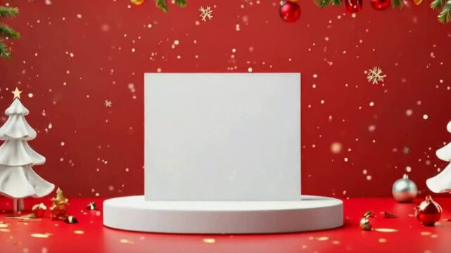 Christmas Card Mockup - Festive Greeting Card Design Template with Snowflakes and Ornaments, holiday-themed greeting card designs
