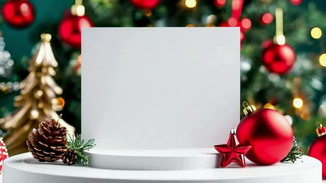 Christmas Card Mockup - Festive Greeting Card Design Template with Snowflakes and Ornaments, holiday-themed greeting card designs

