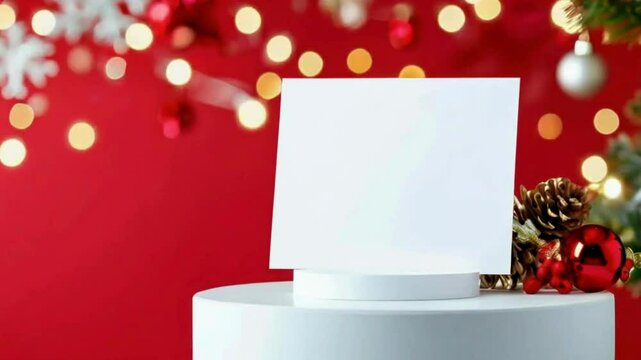 Christmas Card Mockup - Festive Greeting Card Design Template with Snowflakes and Ornaments, holiday-themed greeting card designs
