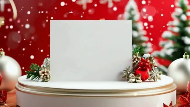 Christmas Card Mockup - Festive Greeting Card Design Template with Snowflakes and Ornaments, holiday-themed greeting card designs
